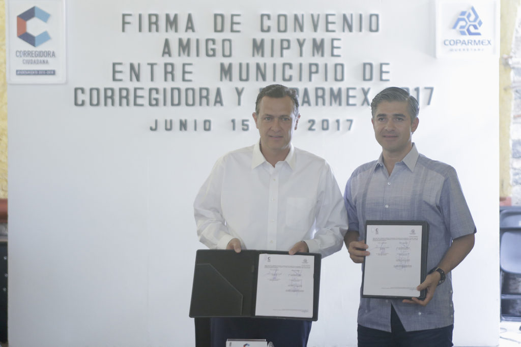Corregidora y Coparmex firman convenio de colaboración, para apoyar a empresarios