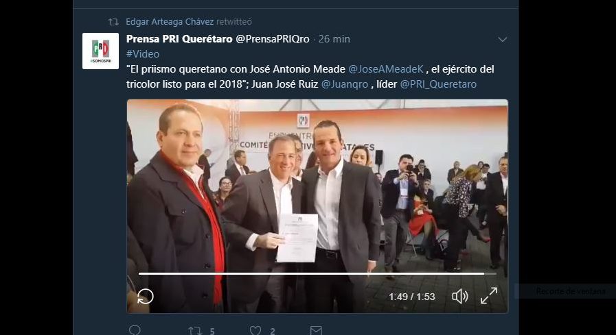 El PRI de Querétaro apoya a Meade como precandidato