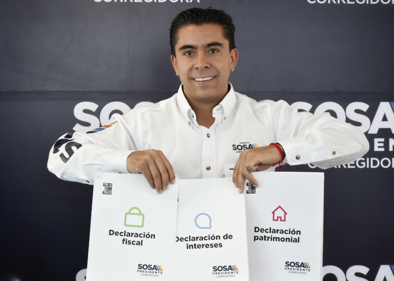 El candidato del PAN a la Alcaldía de Corregidora, Roberto Sosa presenta su #3de3