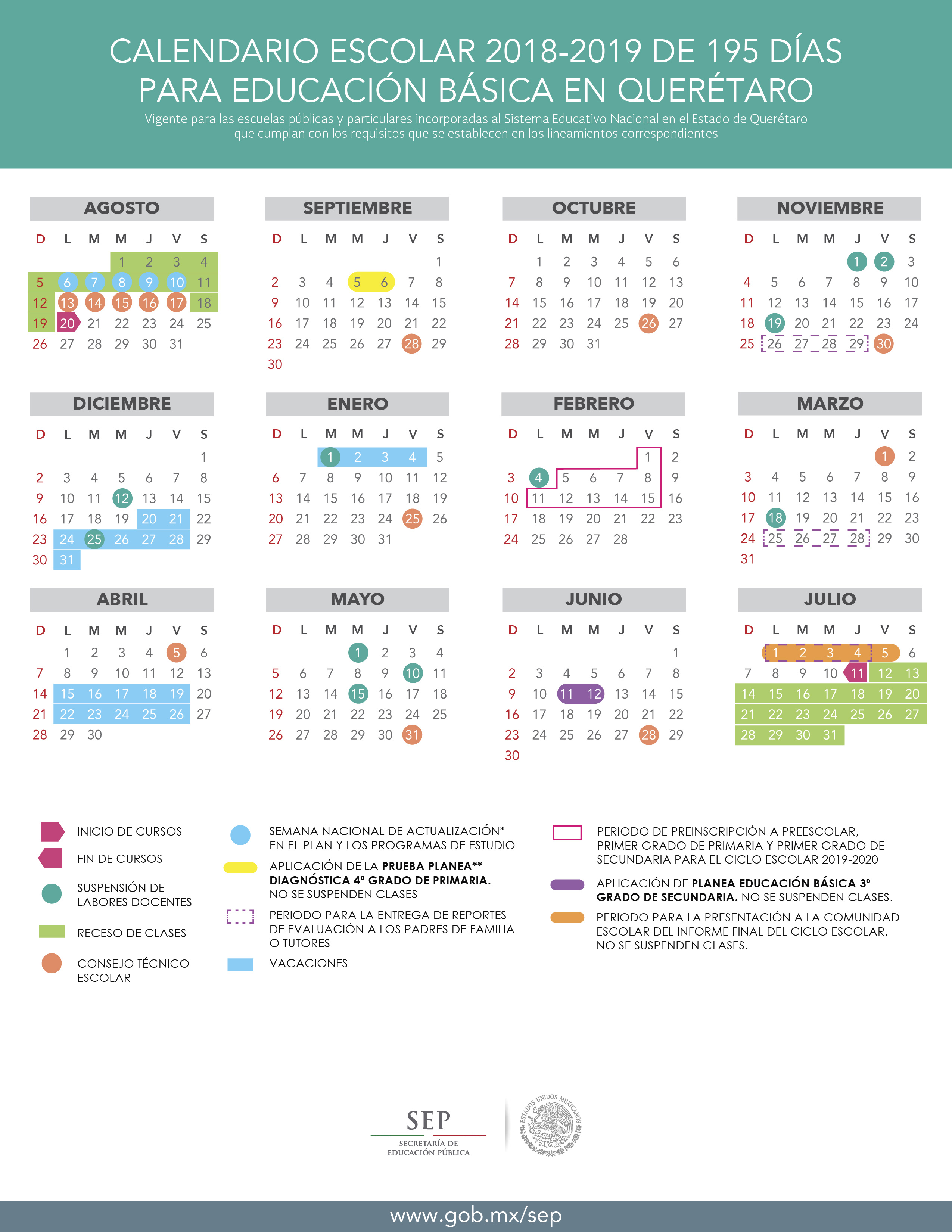 Dan a conocer el calendario escolar de educación básica 2018-2019
