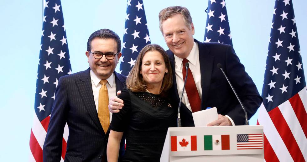 Canadá y EU logran acuerdo, firmarán TLC 2.0 junto con México. Foto: E. GARRIDO (REUTERS)