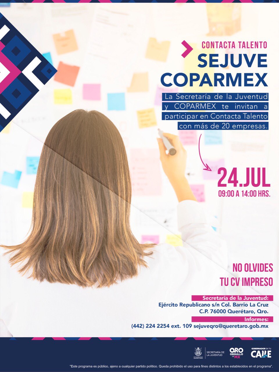 Sejuve y Coparmex alistan segunda feria de empleo en Querétaro.