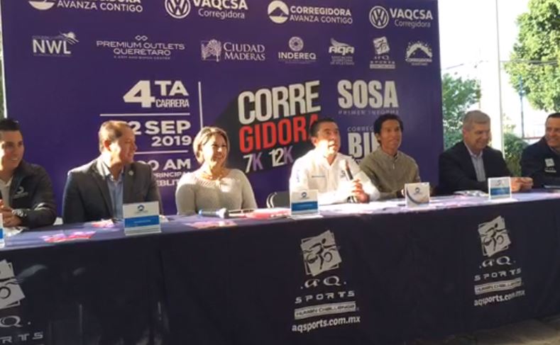 El Presidente Municipal de Corregidora Roberto Sosa encabezó la presentación de la "Carrera Corre-gidora 2019" en su cuarta edición.