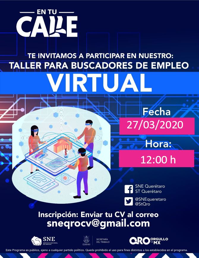 Inician en Querétaro talleres virtuales para buscadores de Empleo.