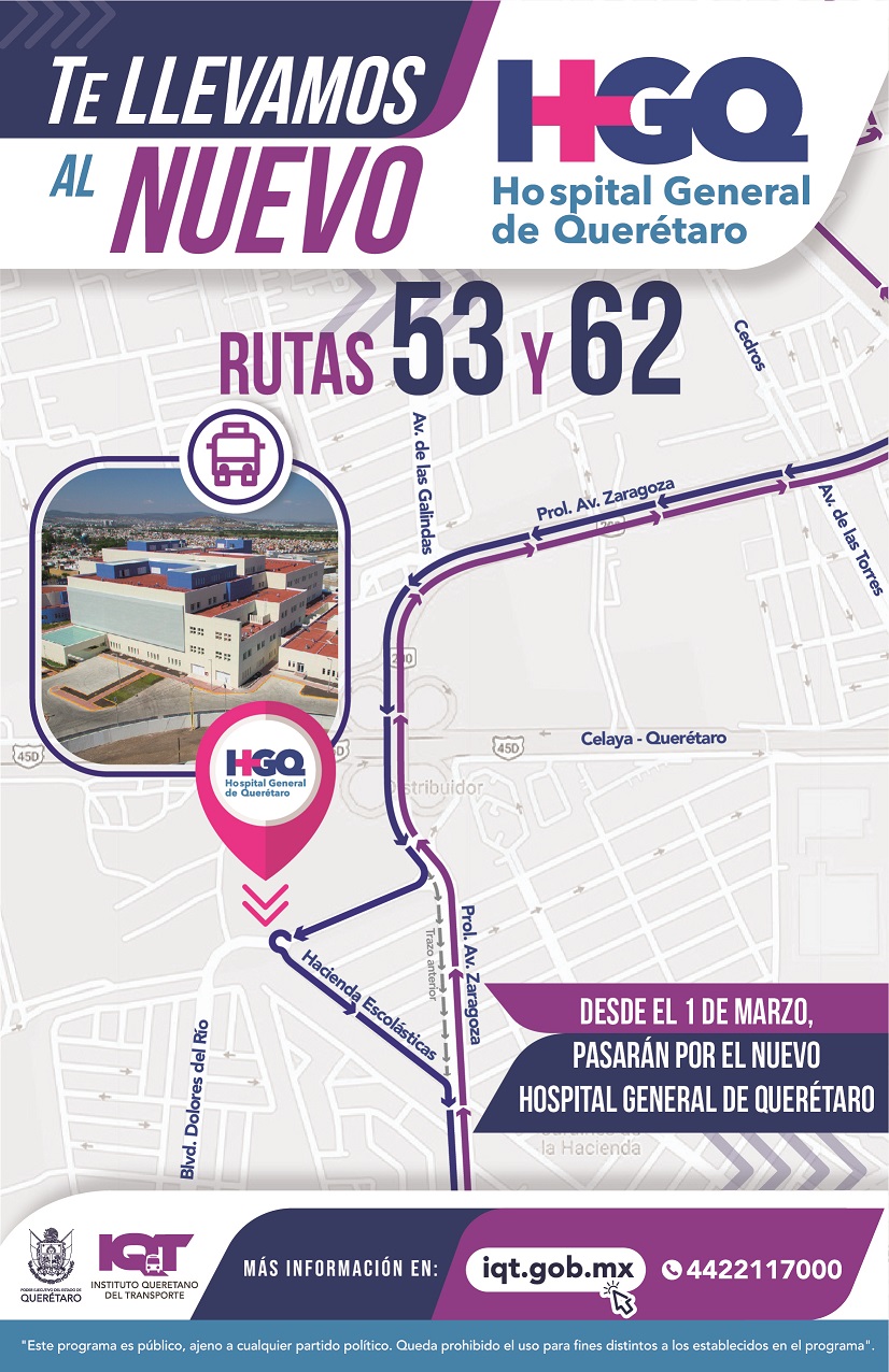 Estas son las rutas que te acercan al Nuevo Hospital General en Querétaro