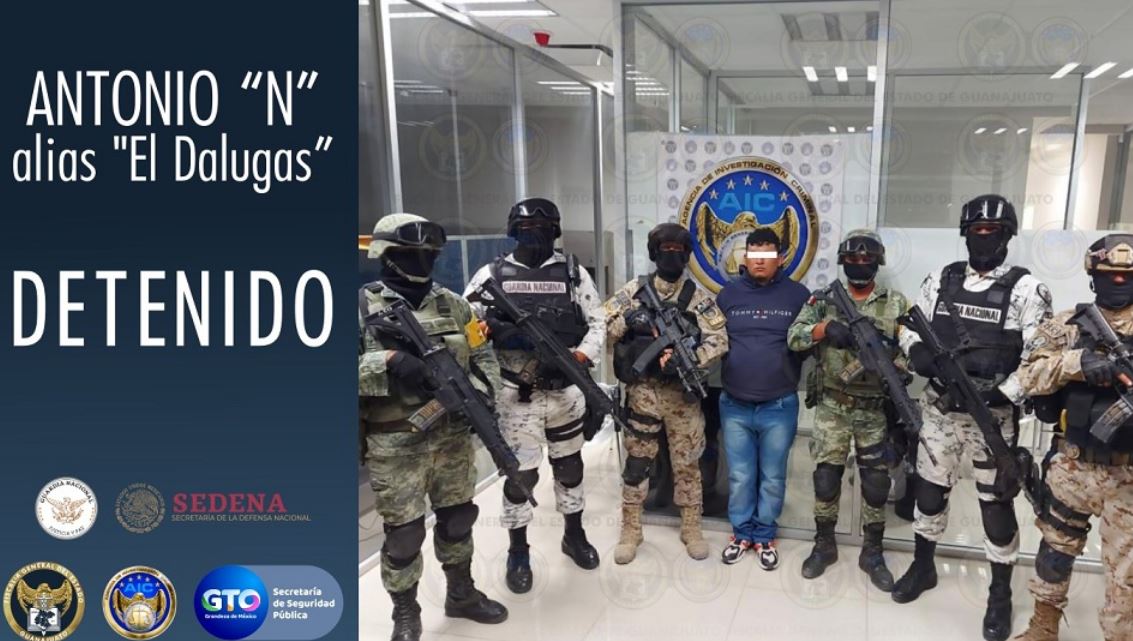 Cae "El Dalugas" presunto jefe de sicarios del Cártel SRL en Guanajuato.