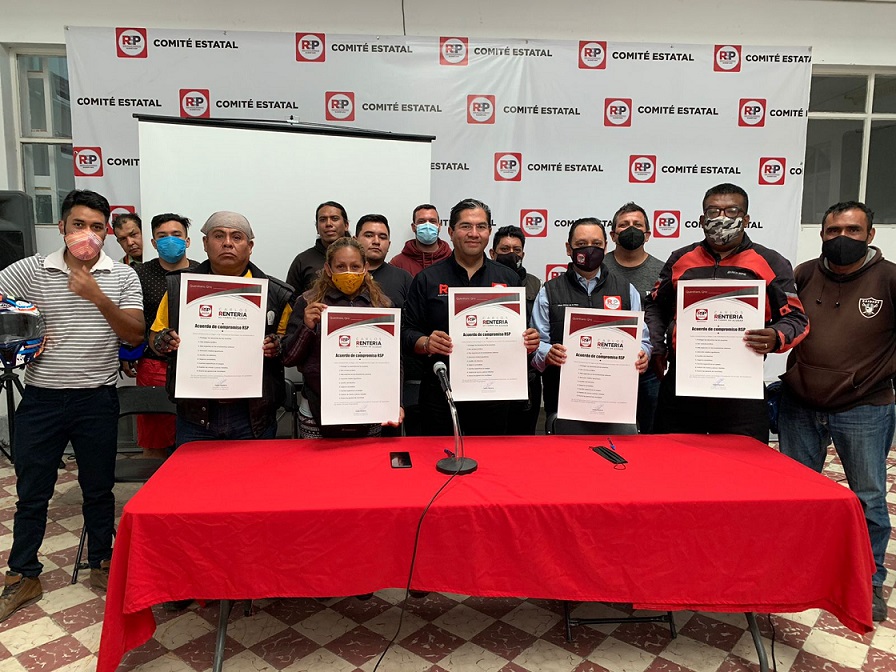 Carlos Rentería de RSP anuncia compromisos con trabajadores motociclistas de Querétaro