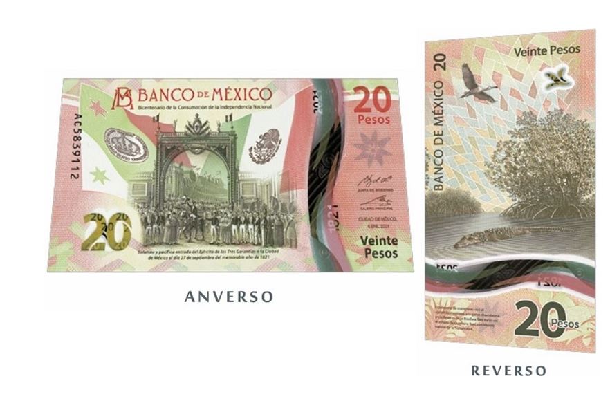 Nuevo billete de 20 pesos que emitió Banxico
