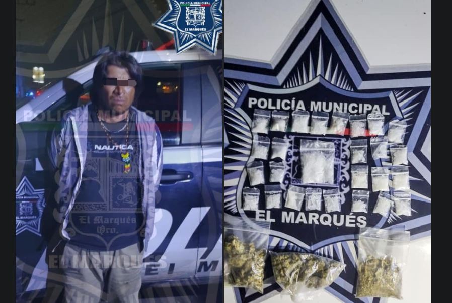 Policías de El Marqués aseguran a sujeto con metanfetaminas y marihuana