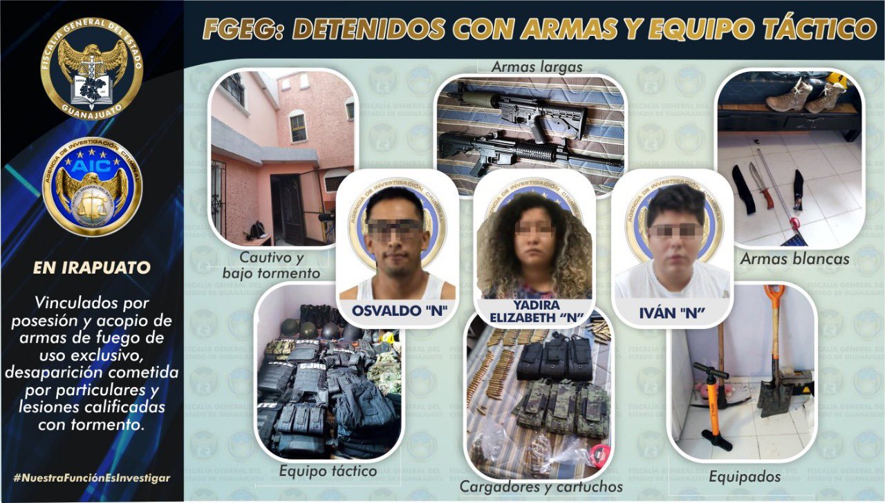 Fueron detenidos 3 sujetos que se dedicaban al secuestro en Irapuato, Guanajuato; liberan a víctima