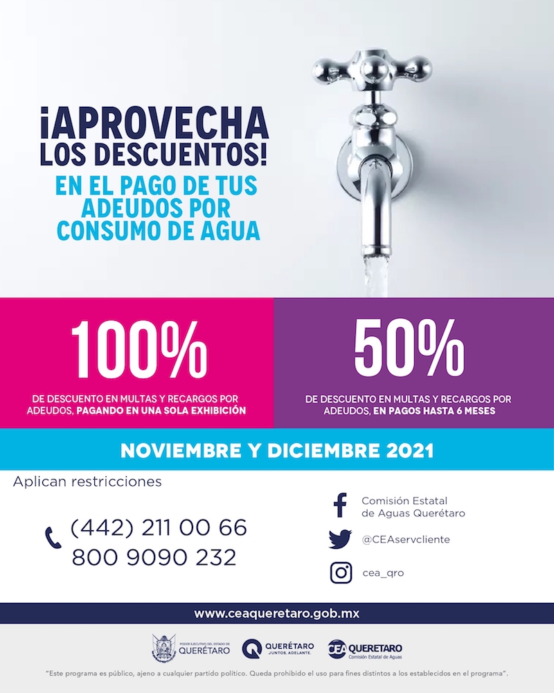 Lanza la CEA campaña para la regularización de adeudos por agua potable en Querétaro