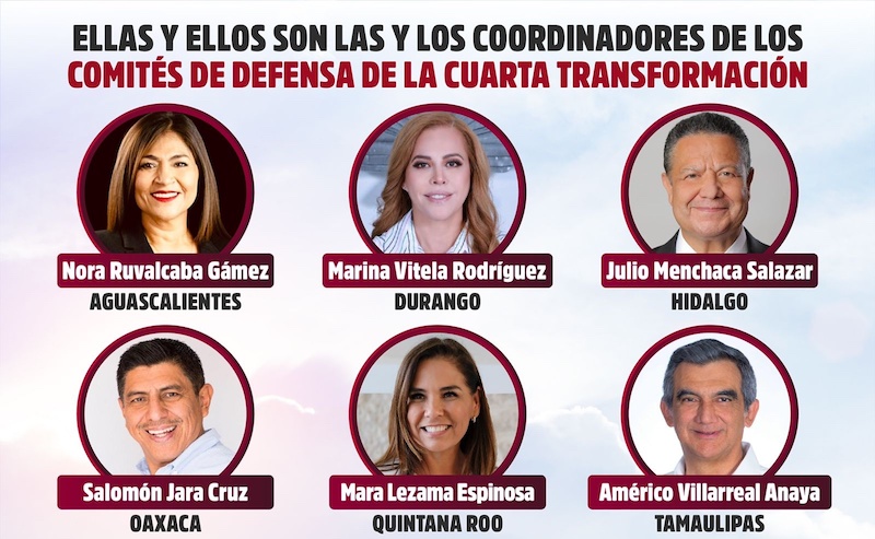 Estos serán lo candidatos de Morena a las 6 gubernaturas de 2022.