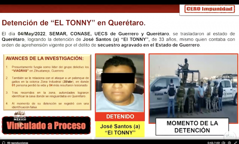 "El Tonny" líder del grupo delictivo "Los Viagras" se escondía en Querétaro; fue detenido