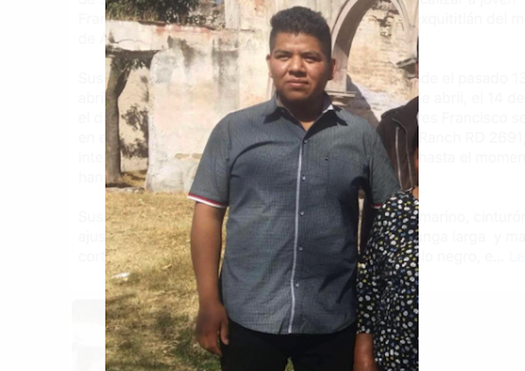 Buscan a joven de Amealco desaparecido en el condado de Zavala Texas, EU