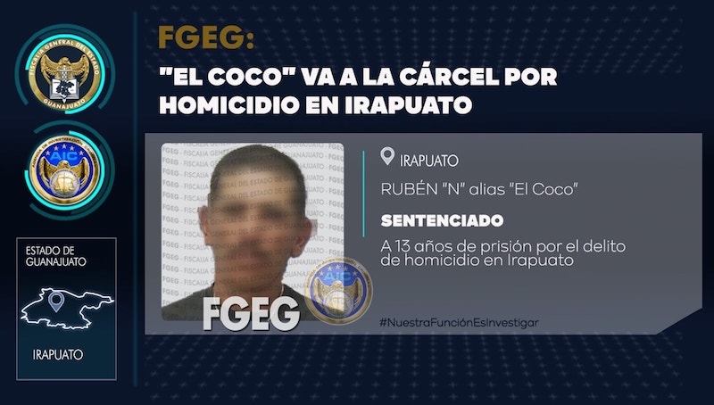 Asesinó de taquero en Irapuato condenado a 13 años de cárcel.