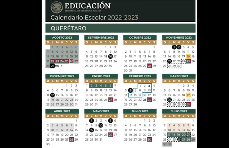 Estos son los días de descanso en Calendario Escolar 2022-2023 en Querétaro.