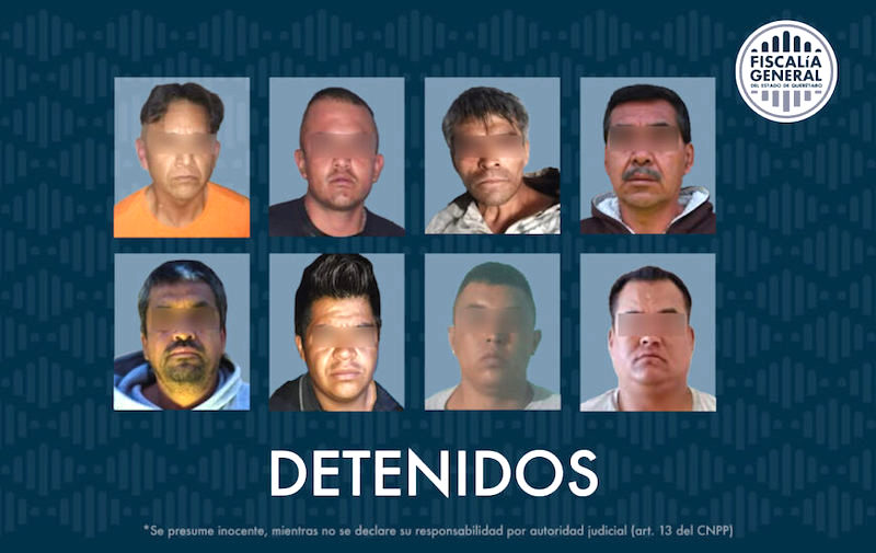 Capturan a 8 personas por hallazgo de cuerpo sin vida en San Juan del Río; tenían armas, teléfonos celulares.
