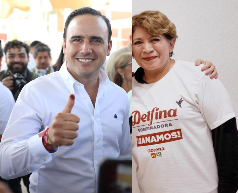 Manolo Jiménez y Delfina Gómez se perfilan como ganadores en Coahuila y EdoMex.
