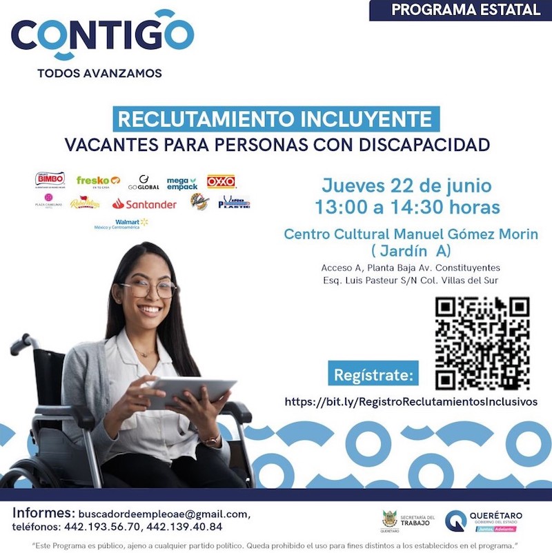 Promueven 300 vacantes para personas con discapacidad en Querétaro.