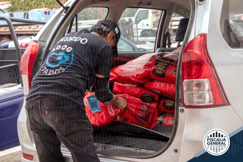 Fiscalía de Querétaro dona 4.8 toneladas de alimento para perros.