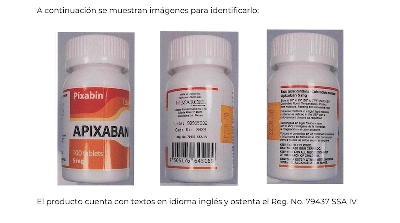 Alerta COFEPRIS venta de Pixabin con registro sanitario falsificado.