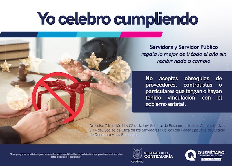 Funcionarios Públicos de Querétaro no pueden recibir obsequios.