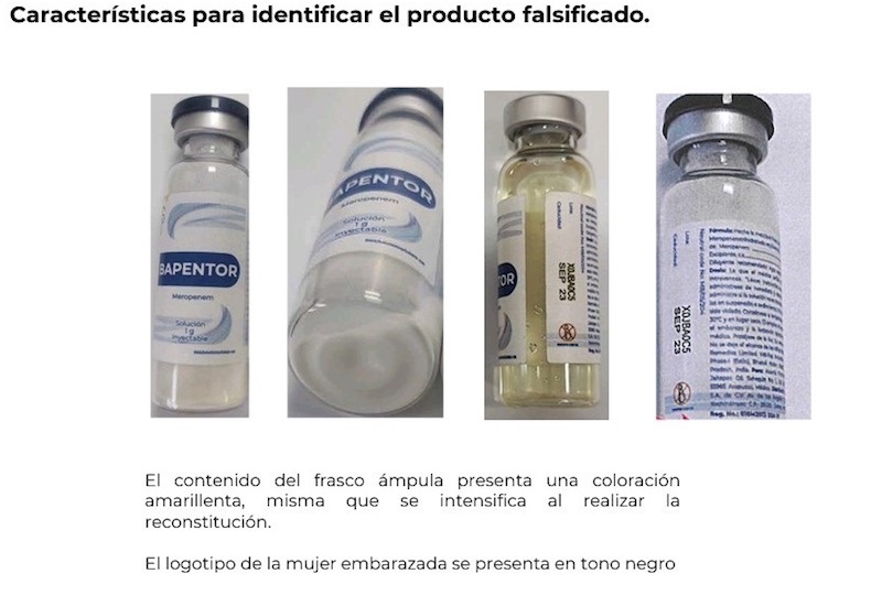 Hay riesgo sanitario por falsificación del producto BAPENTOR