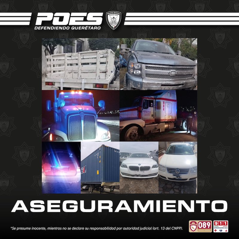 Recupera la POES Querétaro 9 vehículos robados