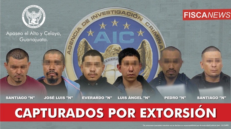 Caen 6 extorsionadores que operaban en Celaya y Apaseo el Alto.