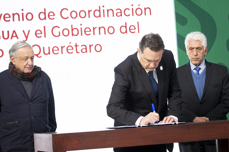 Construirán sistema El Batán Agua para Todos; Mauricio Kuri firma convenio con la CONAGUA.