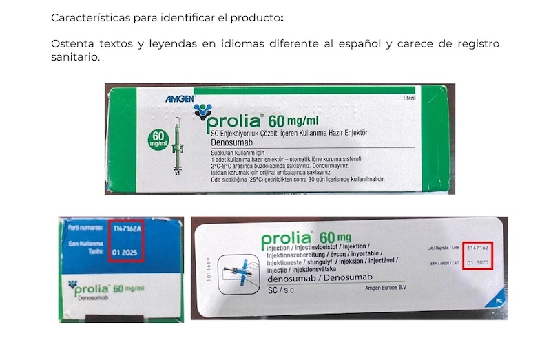 Emiten alerta por venta ilegal del producto Prolia 60 mg/ml.