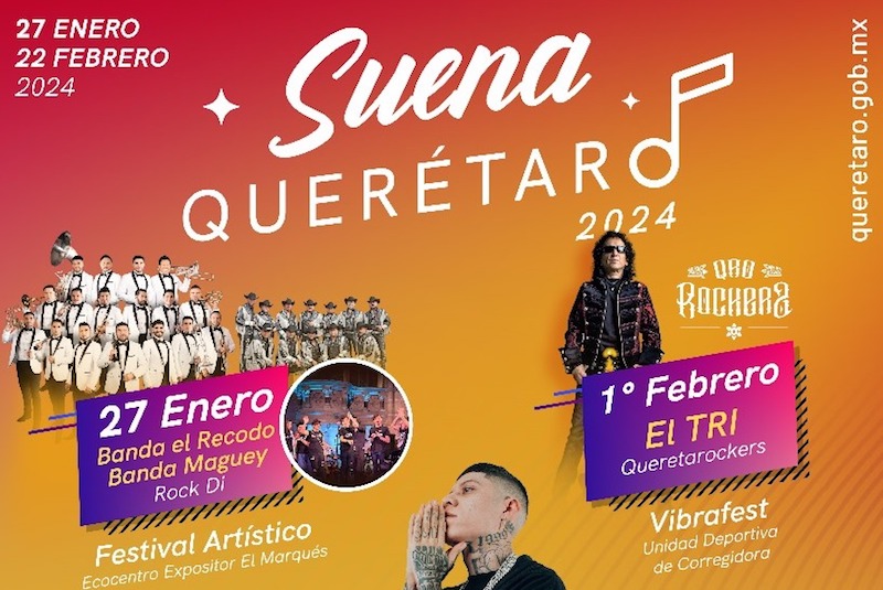 Estos artistas se presentarán en el Festival Suena Querétaro 2024.