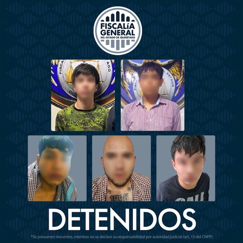 Capturados “El Alaska”, “El Mayola” y 3 personas más, presuntamente relacionados a homicidios en Querétaro