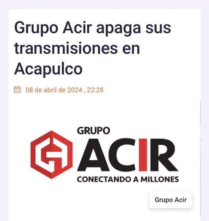 Grupo Acir cierra tres estaciones radiofónicas en Acapulco