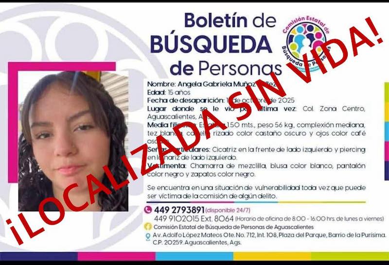 Encuentran en Tequisquiapan el cuerpo sin vida de adolescente desaparecida en Aguascalientes