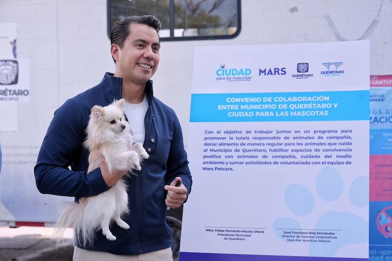 Querétaro firma convenio con Mars Petcare México; anuncian microchips de geolocalización para mascotas en 2026