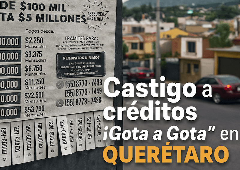 Querétaro impondrá hasta 6 años de prisión por cobros violentos de créditos “gota a gota”
