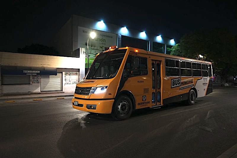 Amplían servicio de transporte nocturno gratuito por festejos de Año Nuevo 2026 en Querétaro