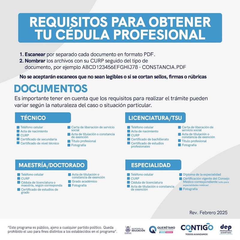 Invitan a egresados a tramitar Cédula Profesional en Querétaro