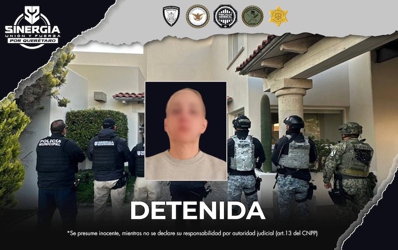 Mujer detenida acusada de amenazas tras cateo en El Campanario, Querétaro