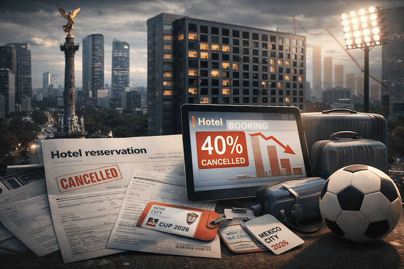 Reportan cancelación del 40% de reservas hoteleras ligadas al Mundial 2026 en Ciudad de México