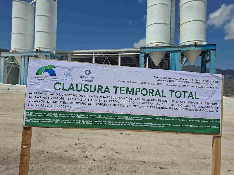Clausuran planta de trituración en Vizarrón, Cadereyta de Montes, por irregularidades ambientales