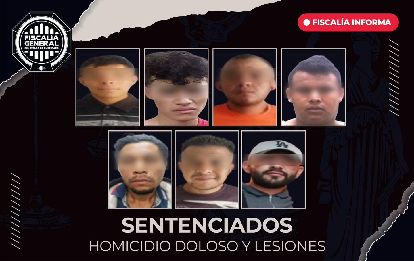 Dan 7 años de prisión a siete sujetos por homicidio doloso y lesiones en Querétaro