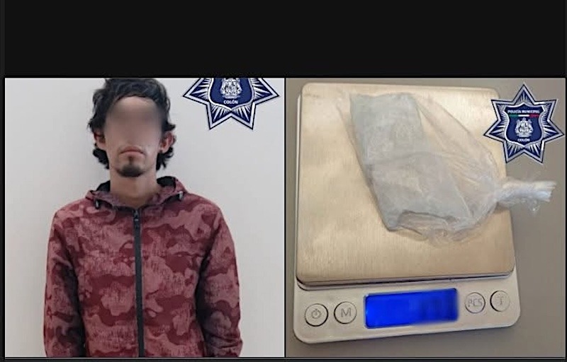 Asegura Policía de Colón a hombre con presunta droga en Viborillas