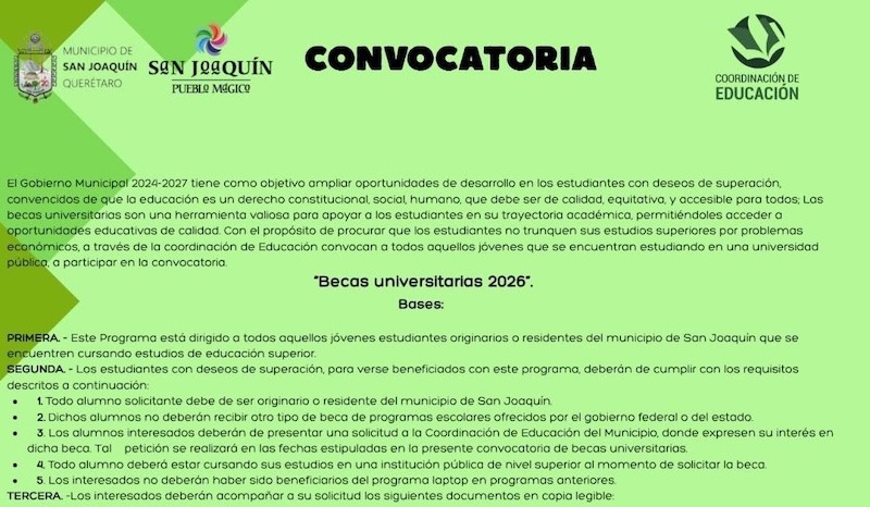 Lanza San Joaquín convocatoria de becas universitarias 2026